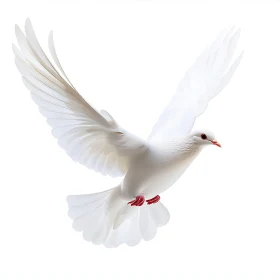 Soaring White Dove Against White