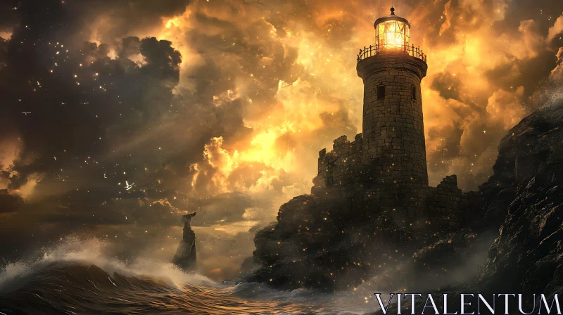 AI ART Lighthouse Guiding Through the Storm