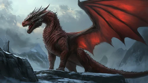 Crimson Dragon Sentinel of the Mountains