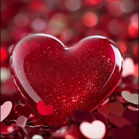 Red Heart's Glittering Valentine's Day Embrace