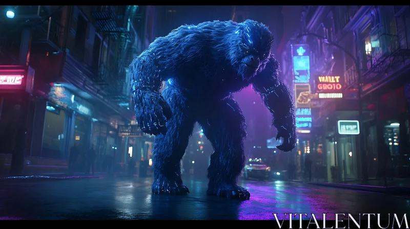 AI ART Giant Gorilla Cyborg Roaming City