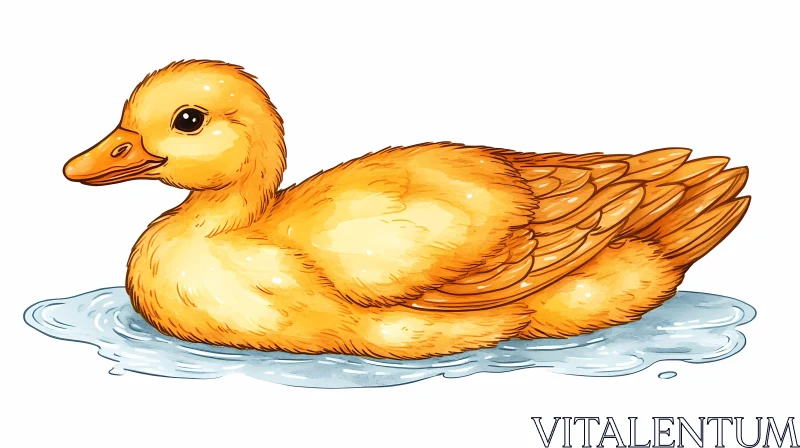 Adorable Duckling Illustration AI Image