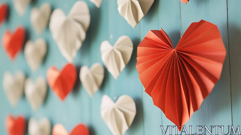 Handmade Paper Heart Decorations AI Image