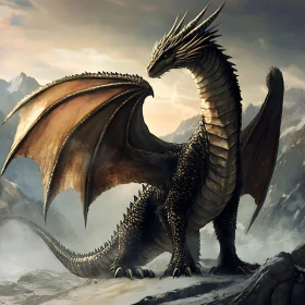 Fantasy Dragon in Mountain Landscape