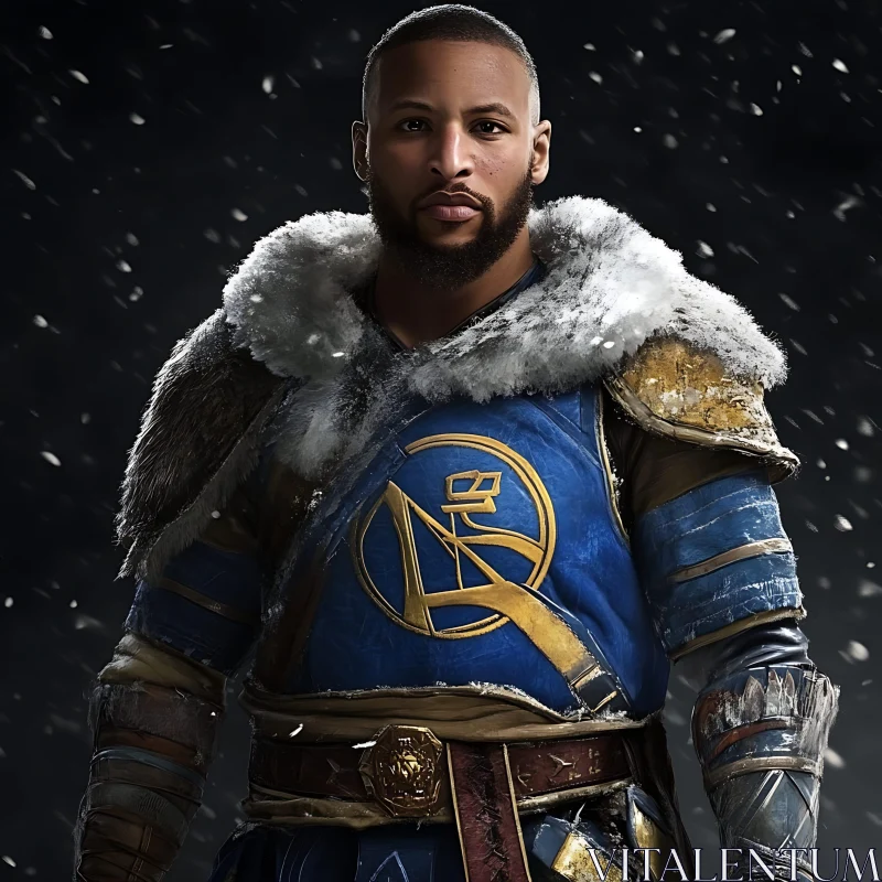 AI ART Warrior in Blue and Gold