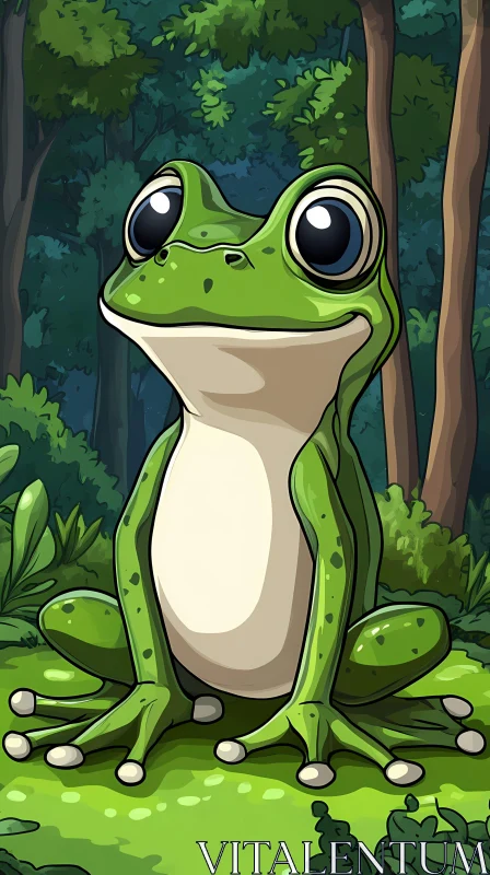 Whimsical Frog with Expressive Eyes AI Image