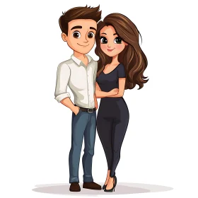 Stylish Cartoon Couple Art