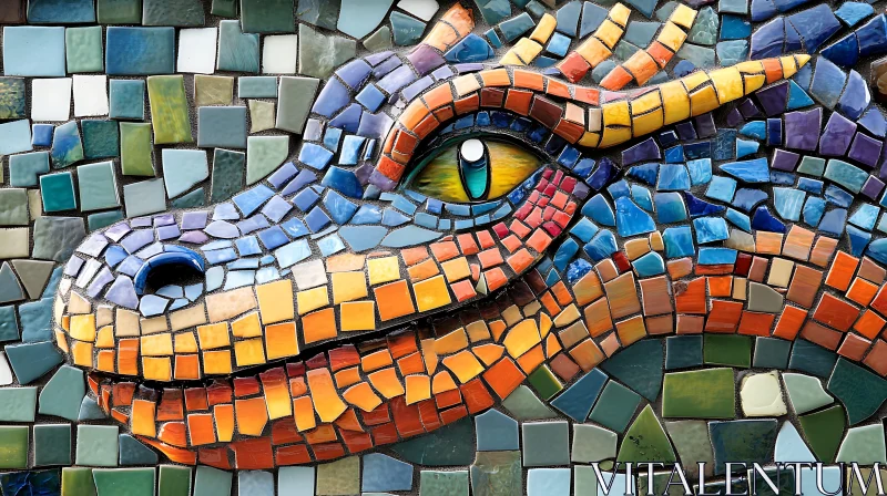 AI ART Colorful Dragon Mosaic Tile Artwork