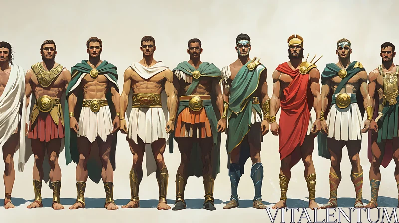 AI ART Lineup of Ancient Greek Warriors