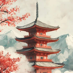 Tranquil Pagoda Scene