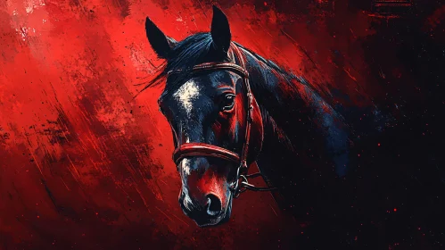 Equine Art Against a Red Canvas