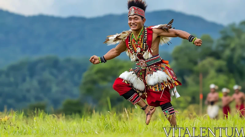 Man in Traditional Costume Dancing AI Image