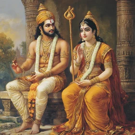 Divine Couple in Traditional Attire