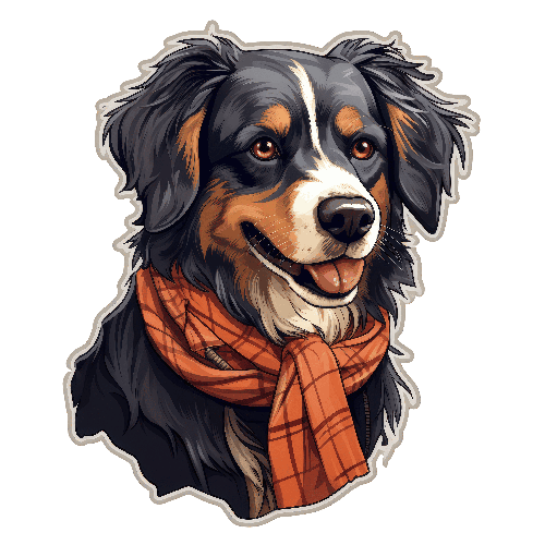 POD Design Bernese Mountain Dog Cartoon Illustration for T-Shirt Design