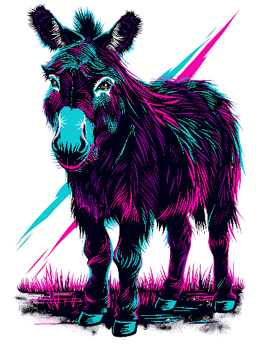 Blue and Purple Gradient Donkey Digital Illustration