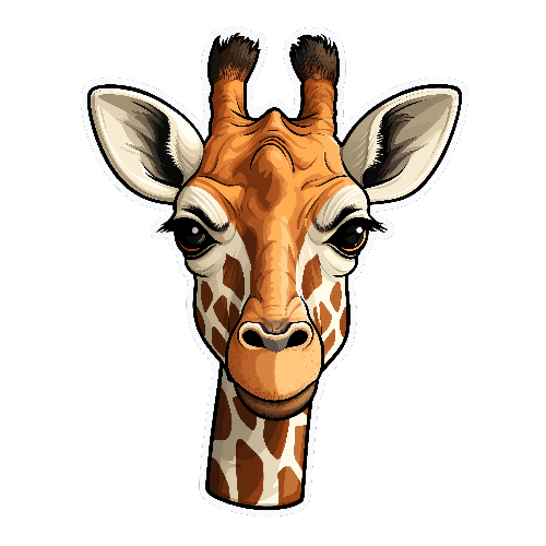 POD Design Cartoon Giraffe Head for T-Shirt Printing | Transparent Background