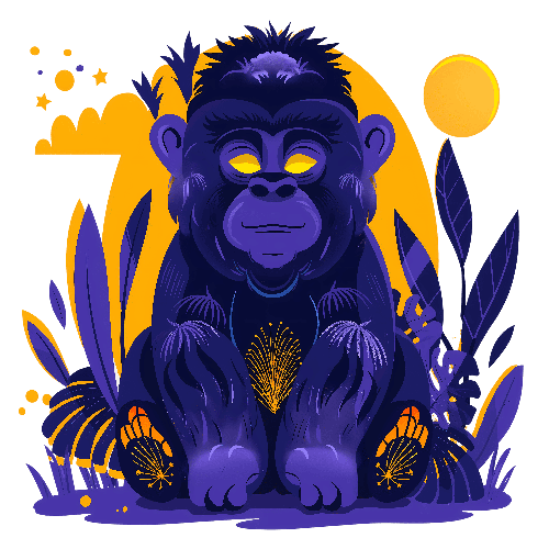 Cartoon Gorilla Jungle Theme T-Shirt Design POD Design