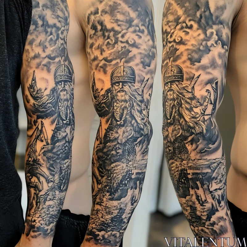 AI ART Detailed Viking Tattoo Art on Arm