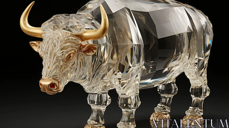 Crystal Golden Bull: A Masterpiece of Detailed Artistry AI Image