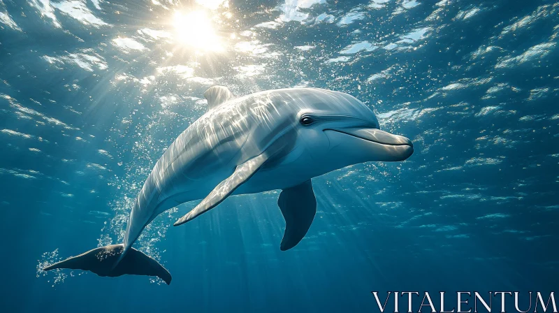 Dolphin Swimming in Ocean AI Image