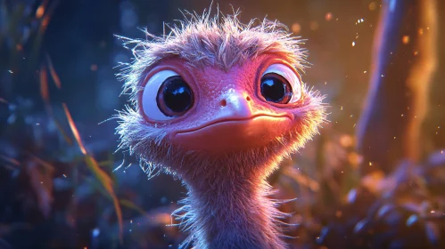 Close-up of a Cute Ostrich Chick