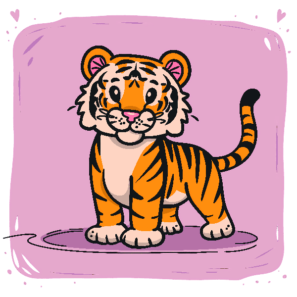 POD Design Whimsical Tiger Illustration