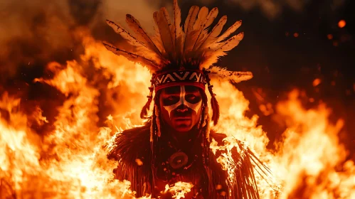 Ceremonial Fire Dance with Intense Flames