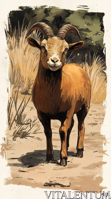 AI ART Wildlife Illustration of Goat