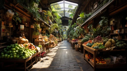 Exotic Indoor Market - A Lively Display of Fruits