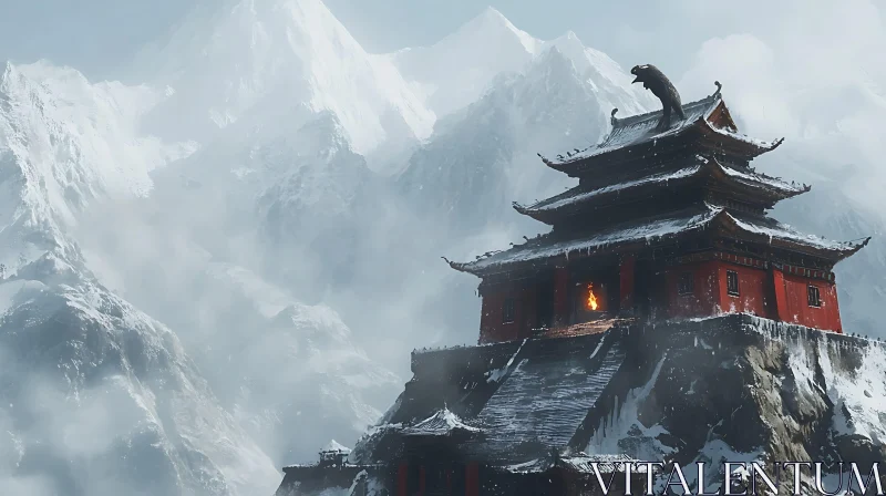 Snowy Peak Temple AI Image