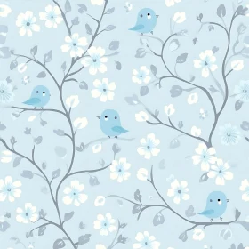 Floral Branches with Blue Birds Artwork