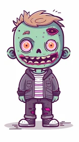 Funny Zombie Boy Cartoon Illustration