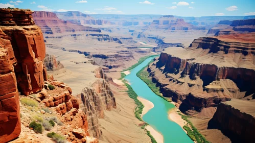 Grandeur of the Grand Canyon River: Nature's Architecture in Turquoise and Beige