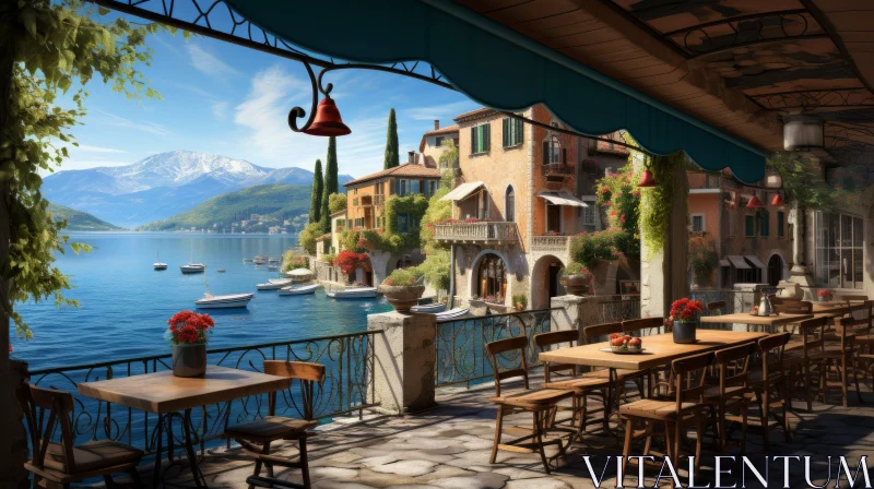 Italian Renaissance Revival: A Coastal View with Lively Street Scenes AI Image