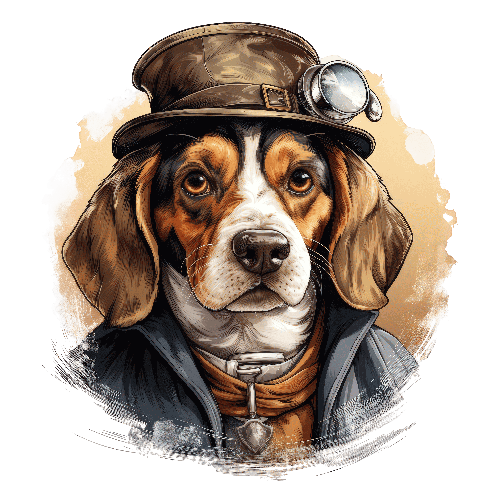 Steampunk Beagle with Hat and Goggles - Artistic Illustration POD Design