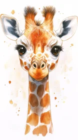 Watercolor Portrait of a Giraffe