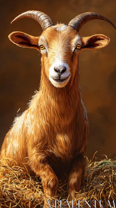 Serene Goat Portrait AI Image