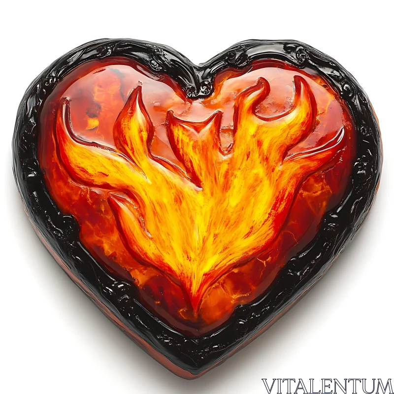 Heart of Flames Sculpture AI Image