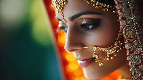 Portrait of Woman with Gold Jewelry