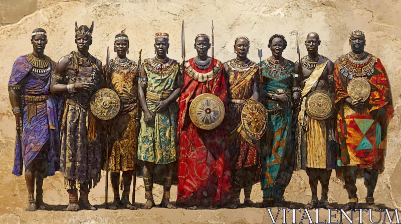 AI ART Line of African Warriors