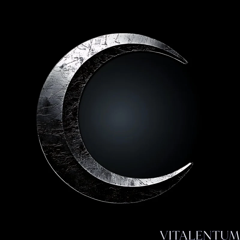 Textured Metal Crescent Shape Art AI Image