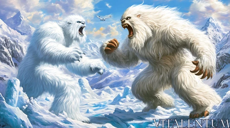 AI ART Furry Monsters Confrontation in Arctic Wilderness