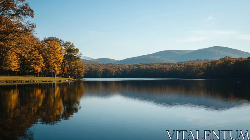 AI ART Autumn Lake and Mountain Scenery