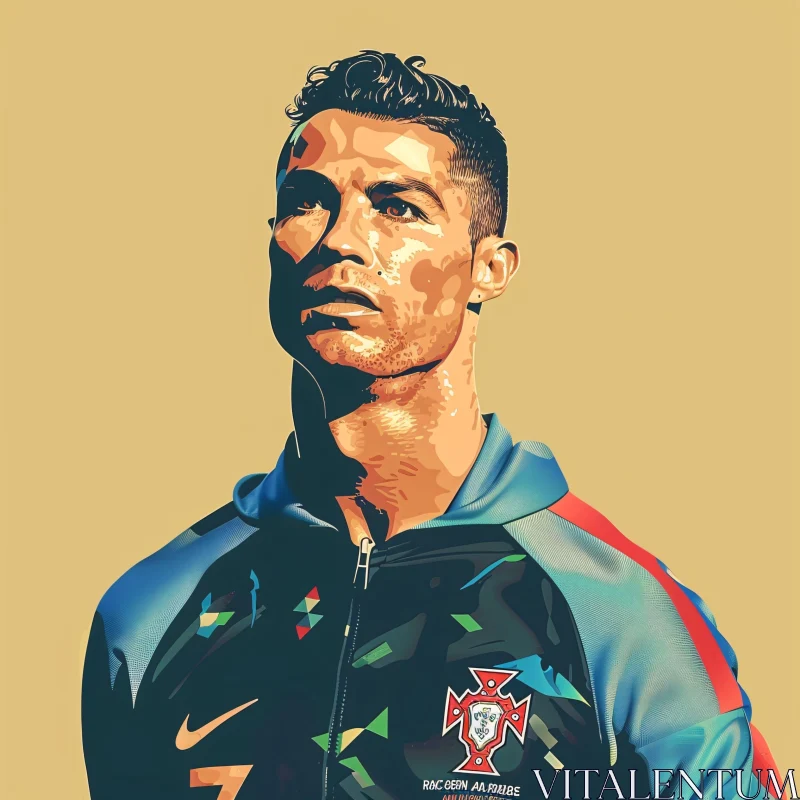 Cristiano Ronaldo Colorful Portrait AI Image