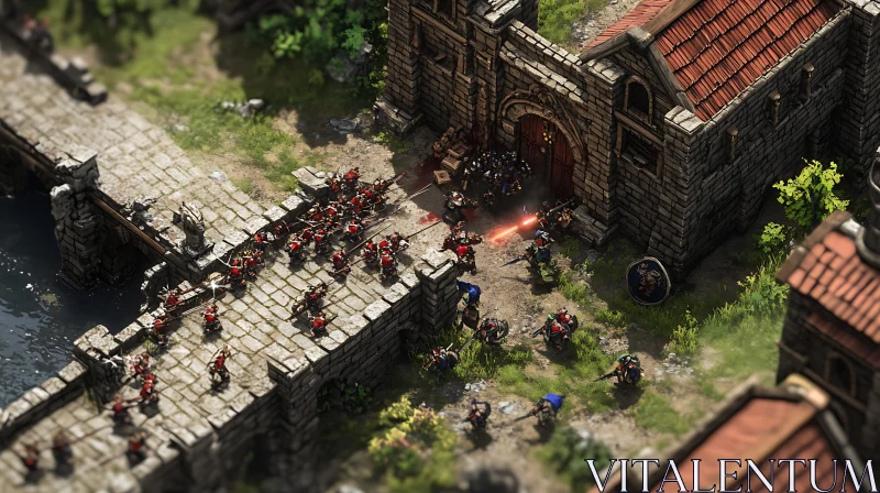 Medieval Warriors Clash in Fortress Siege AI Image