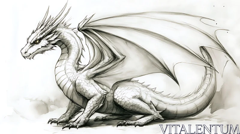 Monochrome Dragon Art AI Image