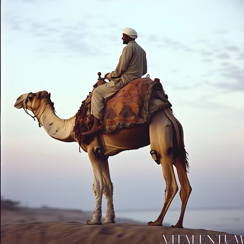 Camel Ride at Sunset AI Image