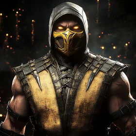 Masked Warrior with Glowing Eyes