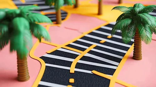 Miniature Palm Tree Road Art