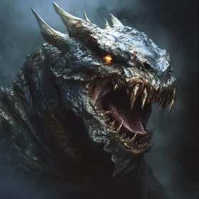 Dragon with Sharp Teeth and Horns